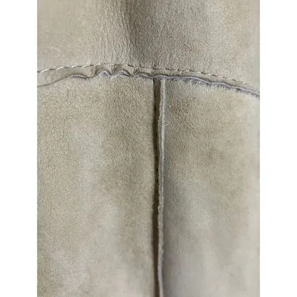 Sundance Suede Shearling Coat Beige Bohemian Button Front Size XL - Picture 7 of 14